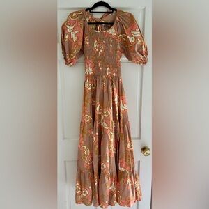 Cleobella Pink and Orange Floral Long Sleeve Dress